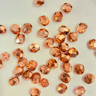 Czech Fire Polished 4mm Faceted Round Metal Apricot 20 Pack