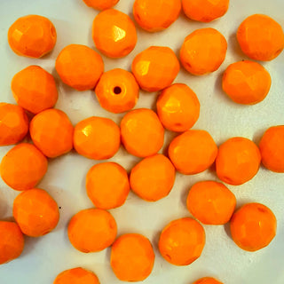 Czech Fire Polished 8mm Faceted Round Opaque Orange