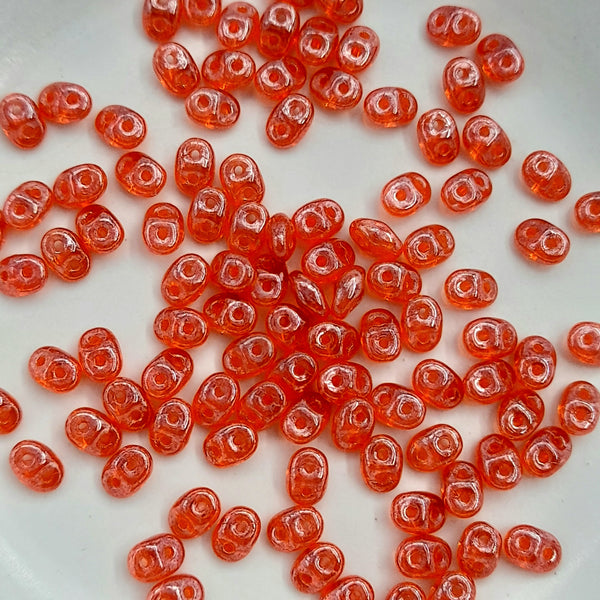 Czech Superduo Beads Hyacinth White Lustre 7.5gm Bag