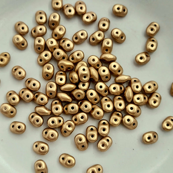 Czech Superduo Beads Crystal Bronze Pale Gold 7.5gm Bag