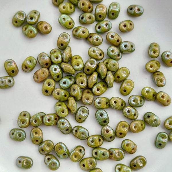 Czech Superduo Beads Nebula Lemon 7.5gm Bag