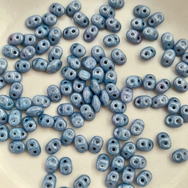 Czech Superduo Beads Opaque Blue Lustre 7.5gm Bag