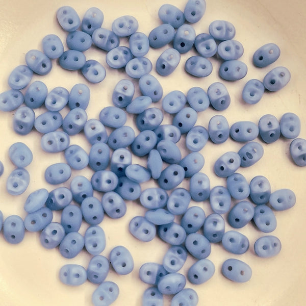 Czech Superduo Beads Matte Opaque Pale Blue 7.5gm Bag