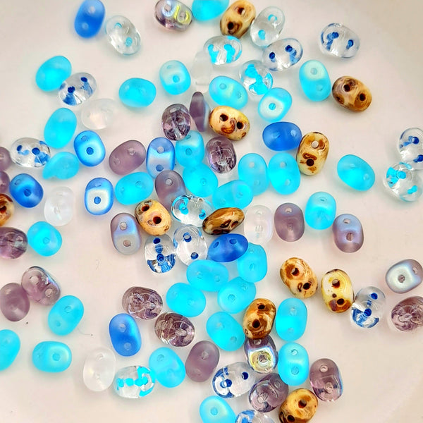 Czech Superduo Beads Frozen Mix 7.5gm Bag