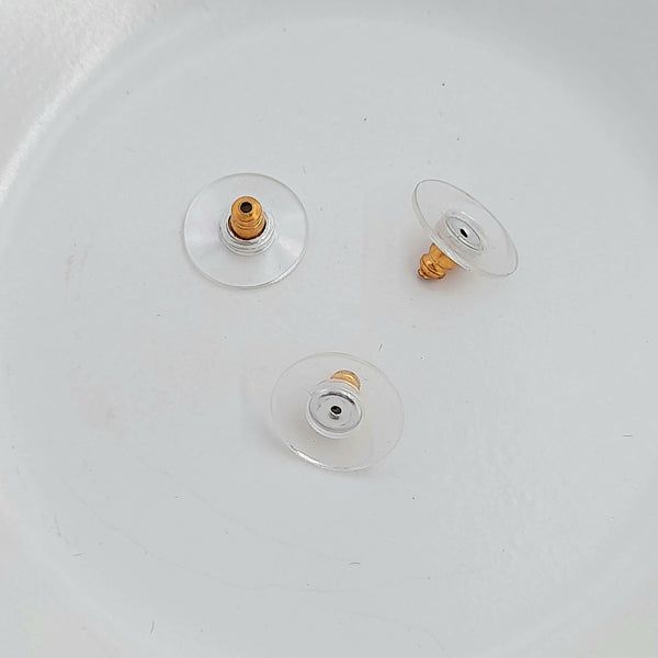 Gold Earring Stud Backing With Acrylic Surround