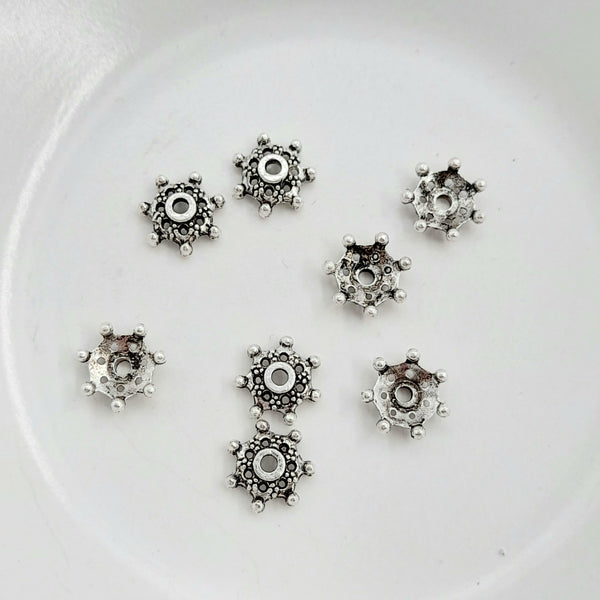 Findings - Bead Cap Textured Silver 10mm