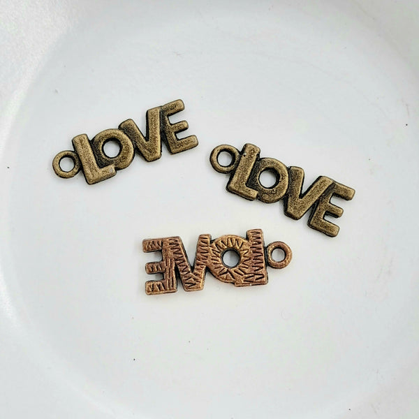 Charm-"LOVE" Antique Gold