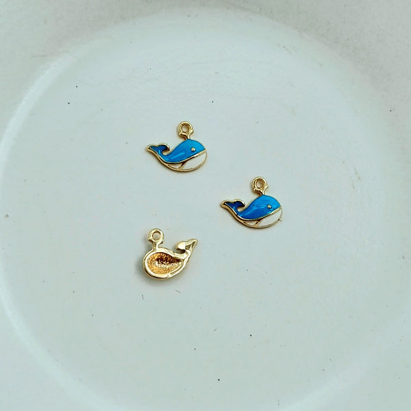 Charm - Enamel Whale - Blue, White, & Gold