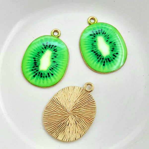Charm - Enamel Kiwifruit Oval