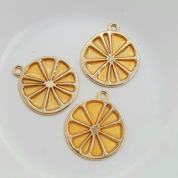Charm - Enamel Whole Lemon Slice
