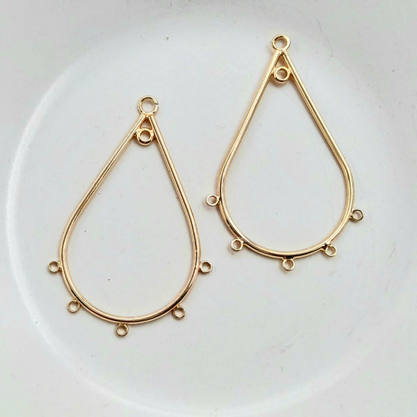 Findings - Teardrop Shaped Chandelier Earring Component Gold 40mm