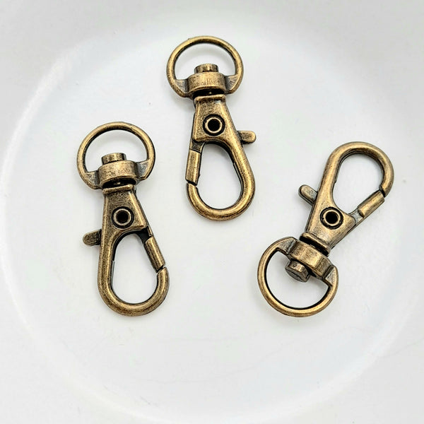 Findings - Metal Swivel Lobster Claw Clasp Antique Gold 30mm