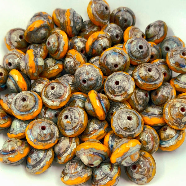 Czech Glass 8x10mm Saturn Pumpkin With Picasso Finish