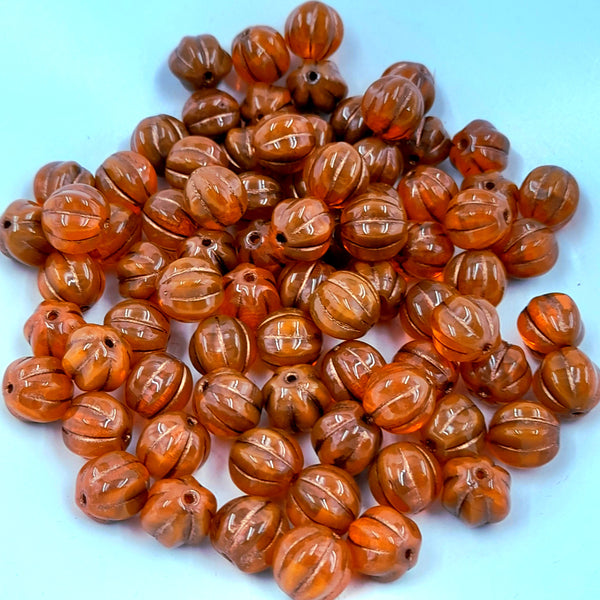 Czech Glass 8mm Burnt Orange With Metallic Brown Wash