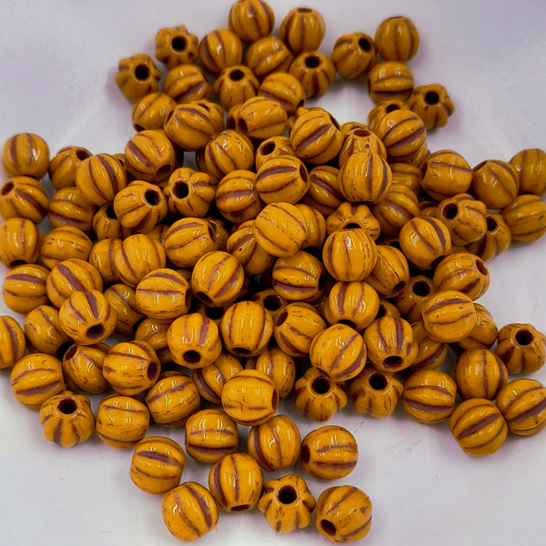 Czech Glass 6mm Large Hole Melon Yellow Gold With Brown Wash