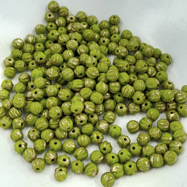 Czech Glass 4mm Melon Avocado With Gold Finish
