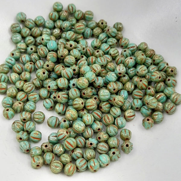 Czech Glass 4mm Melon Fern With Picasso Finish
