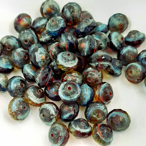 Czech Glass 8x10mm Saturn Multi Colour With Light Picasso Finish
