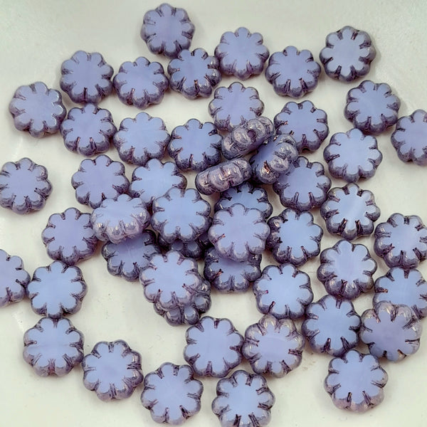 Czech Glass 9mm Cactus Flower Purple Thistle With Bronze Finish