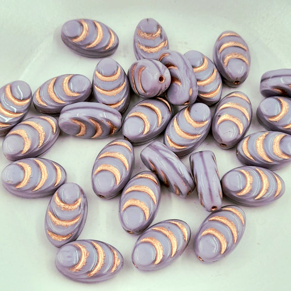 Czech Glass 8x13mm Cocoon Purple Thistle With Copper Wash