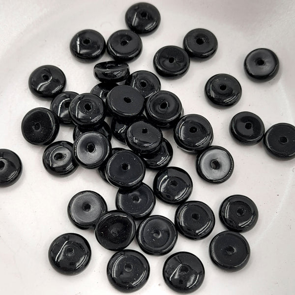 Glass Disc Bead Black