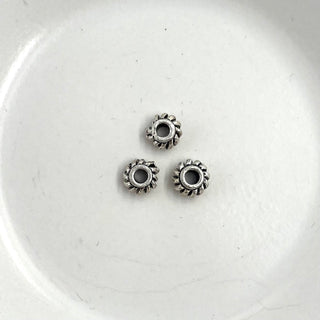 Sterling Silver Rondelle Textured Rim Bead