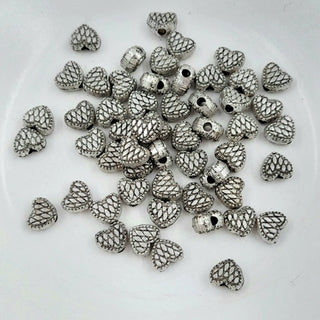 Metal Heart Shaped Bead Antique Silver