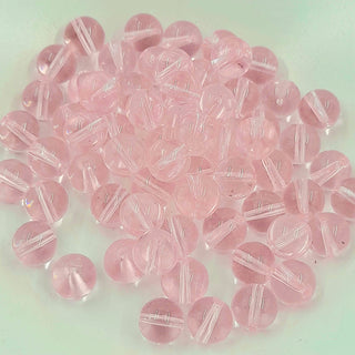 8mm Glass Round Bead Transparent Pale Pink