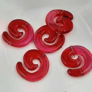 23mm Spanish Resin Spiral Bead Red Pink