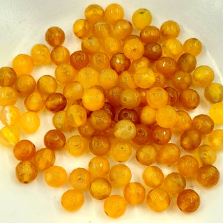 6mm Faceted Dyed Agate Bead Yellow