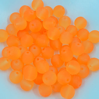 10mm Frosted Glass Round Bead Orange