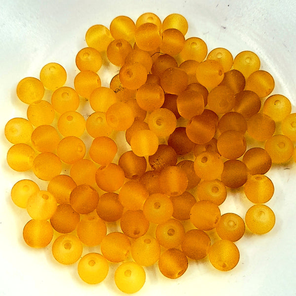 Glass Round Frosted 6mm Honey Yellow