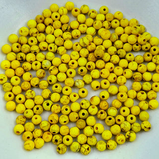 4mm Howlite Bead Dyed Yellow
