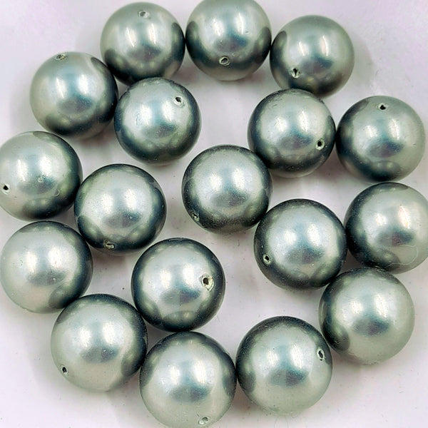 14mm Shell Pearl Bead Grey Green