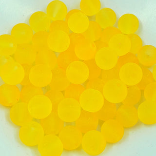 10mm Frosted Glass Round Bead Lemon Yellow