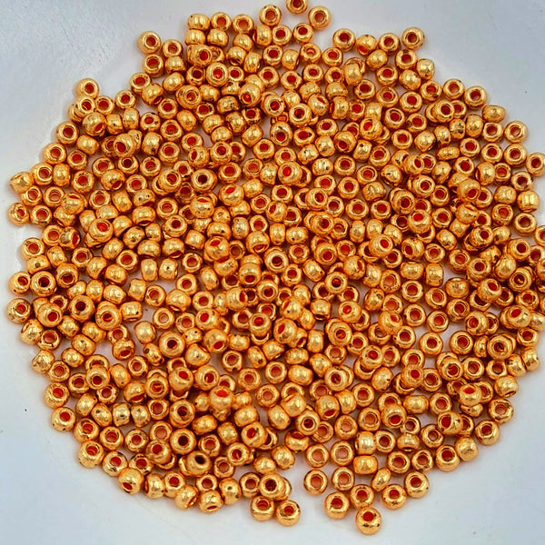Japanese Seed Beads Size 8 Metallic Dark Gold 7.5gm Bag