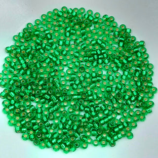 Miyuki Seed Beads Size 8 Silver Lined Transparent Light Green 7.5gm Bag
