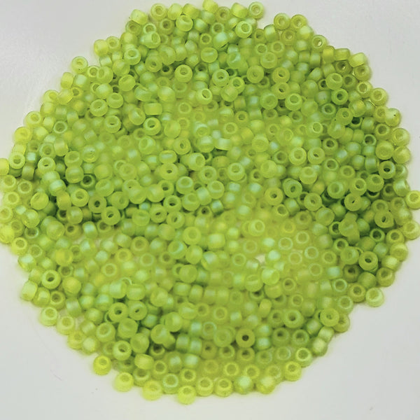 Miyuki Seed Beads Size 8 Matte Transparent Chartreuse AB 7.5gm Bag