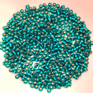 Miyuki Seed Beads Size 8 Silver Lined Transparent Teal 7.5gm Bag
