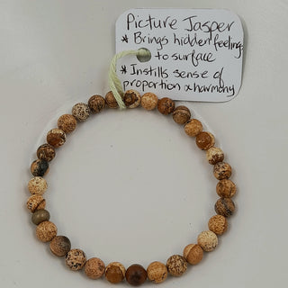 Gemstone Bracelet - Matte Picture Jasper 6mm Beads