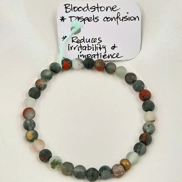 Gemstone Bracelet - Matte Bloodstone 6mm Beads