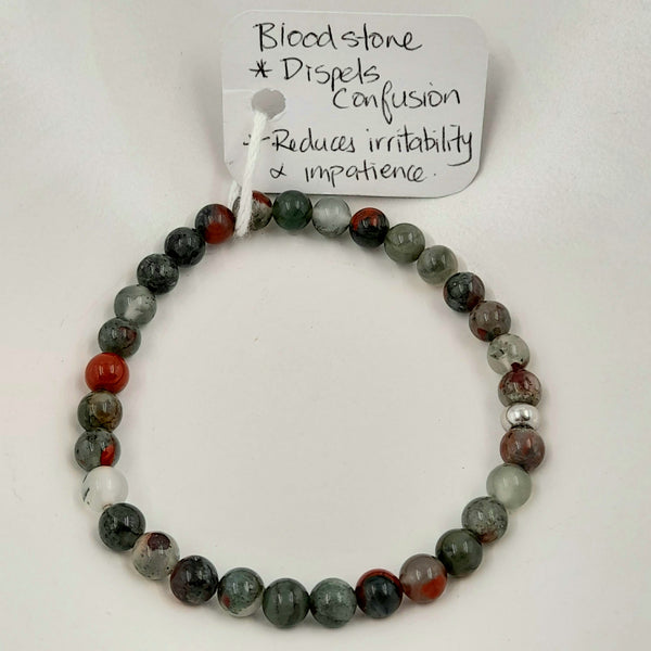 Gemstone Bracelet - Bloodstone 6mm Beads