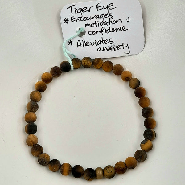 Gemstone Bracelet - Matte Tiger Eye 6mm Beads