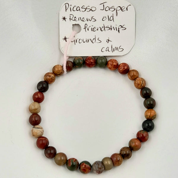 Gemstone Bracelet - Picasso Jasper 6mm Beads