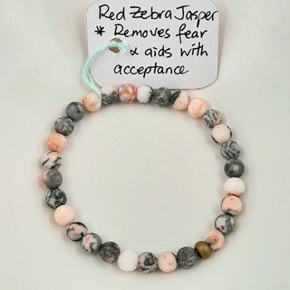 Gemstone Bracelet - Matte Red Zebra Jasper 6mm Beads