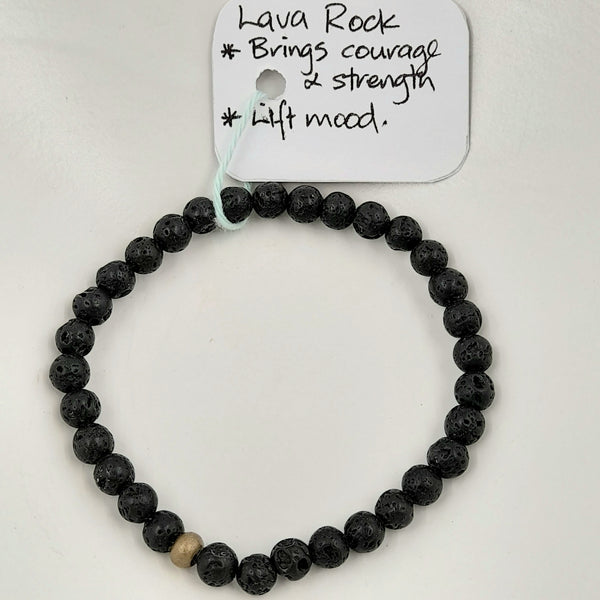 Gemstone Bracelet - Matte Black Lava Rock 6mm Beads