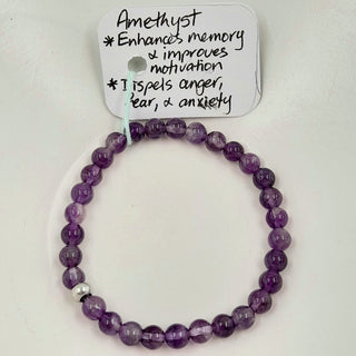Gemstone Bracelet - Amethyst 6mm Beads