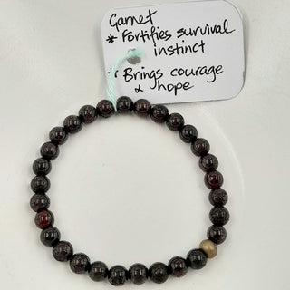 Gemstone Bracelet - Garnet 6mm Beads