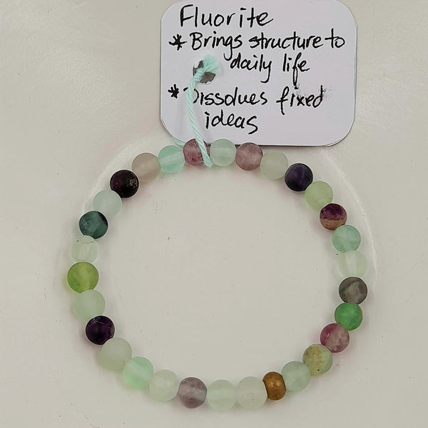 Gemstone Bracelet - Matte Fluorite 6mm Beads