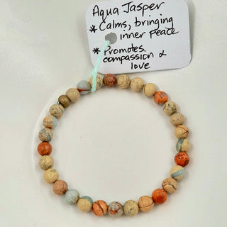 Gemstone Bracelet - Aqua Jasper 6mm Beads